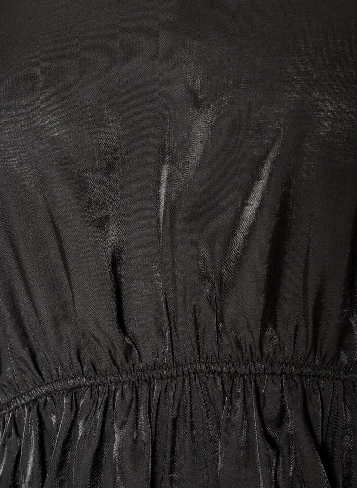 Shiny viscose blouse with peplum effect, Black, Packshot image number 2