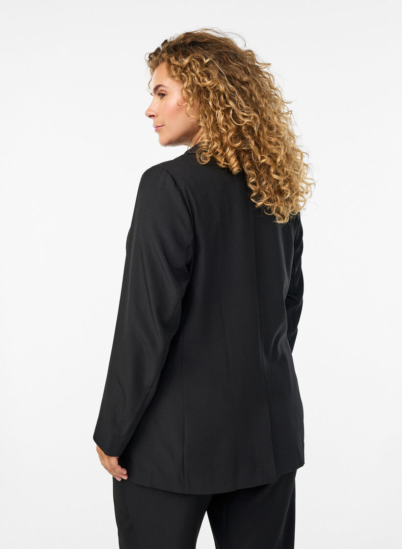 FLASH - Blazer with pockets and slits, Black, Model image number 2