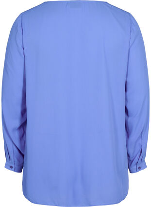 Solid colour shirt with v-neck, Ultramarine, Packshot image number 1