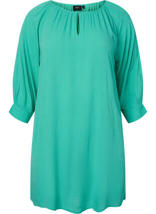 Viscose tunic with 3/4 sleeves, Turquoise, Packshot image number 0
