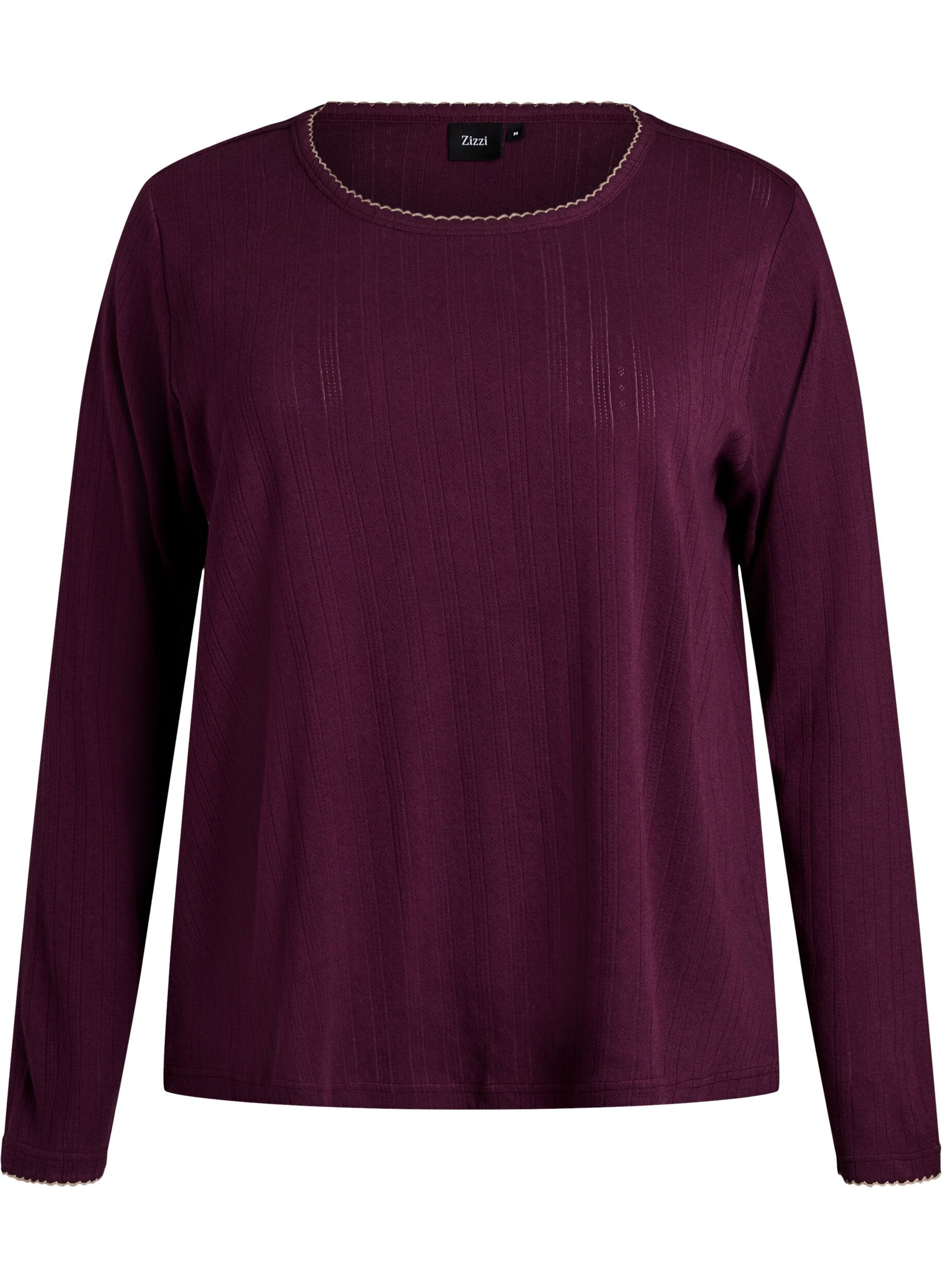 Organic cotton pyjama top with eyelet embroidery