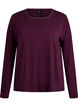 Organic cotton pyjama top with eyelet embroidery, Dark Bordeaux, Packshot image number 0