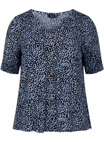 Printed viscose blouse with buttons