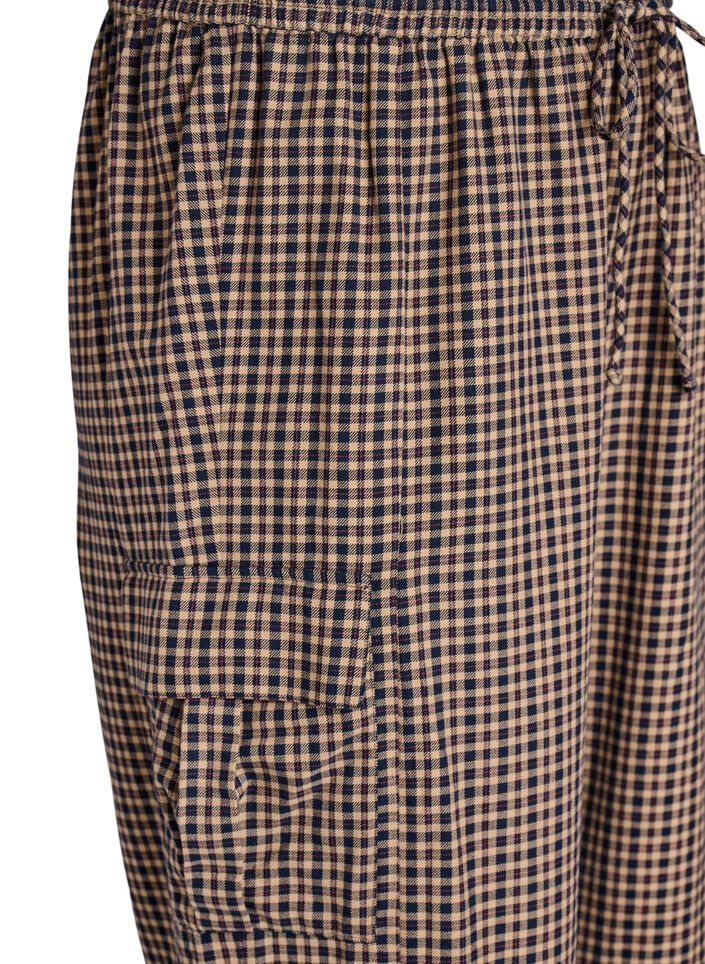 Checked cotton cargo trousers, Brown, Packshot image number 2
