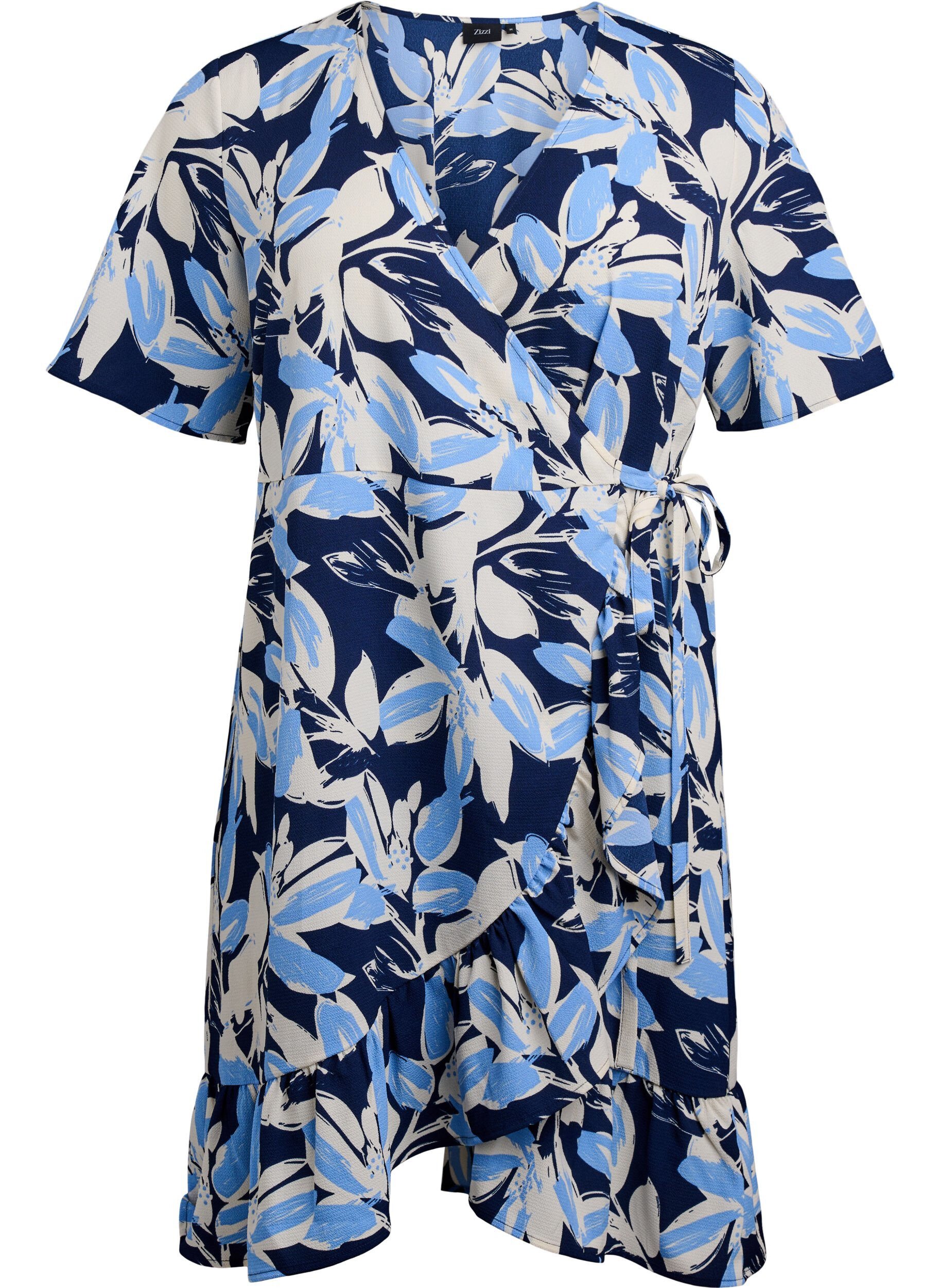 Floral wrap dress with short sleeves
