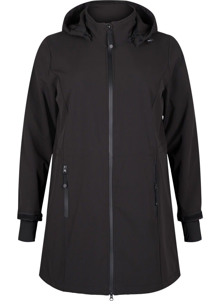 Softshell jacket with detachable hood, Black, Packshot image number 0