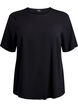Short-sleeved woven blouse with round neck, Black, Packshot image number 0