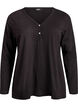 Long-sleeved t-shirt with V-neck and buttons, Black, Packshot image number 0