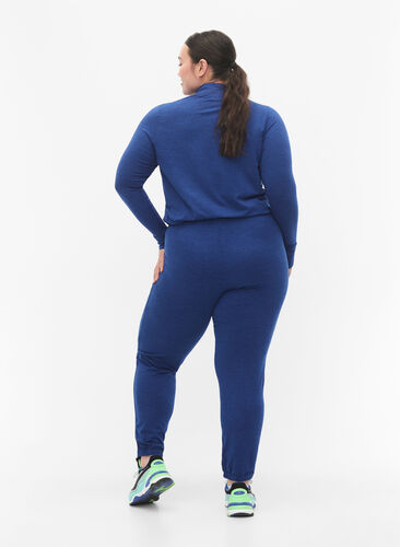 Training pants with pockets and drawstrings, S. Blue / Black Mel., Model image number 1