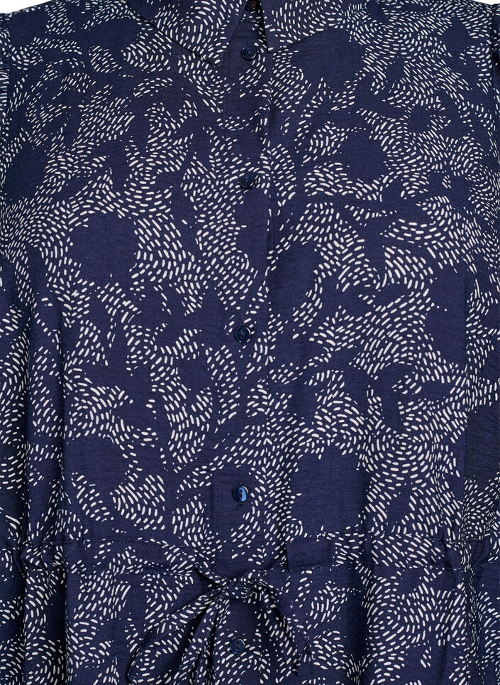 Shirt dress with tie belt and print, Blue, Packshot image number 2