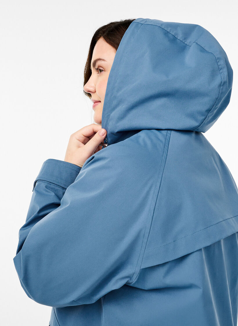 Short spring jacket with detachable hood, Blue, Model image number 3