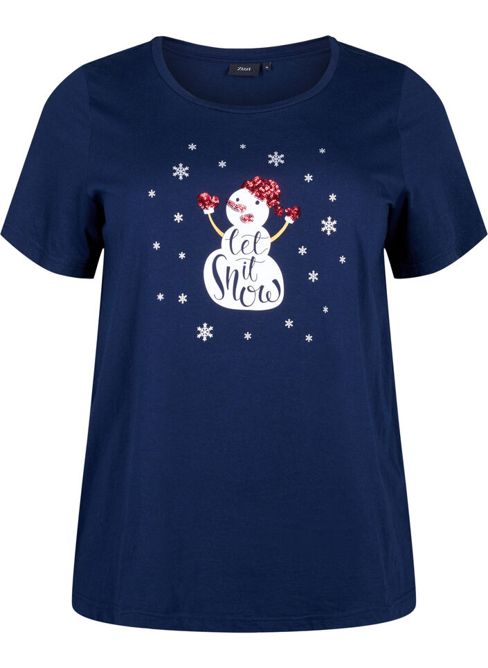 Christmas t-shirts in 100% cotton, Navy B. w. LetItSnow, Packshot image number 0