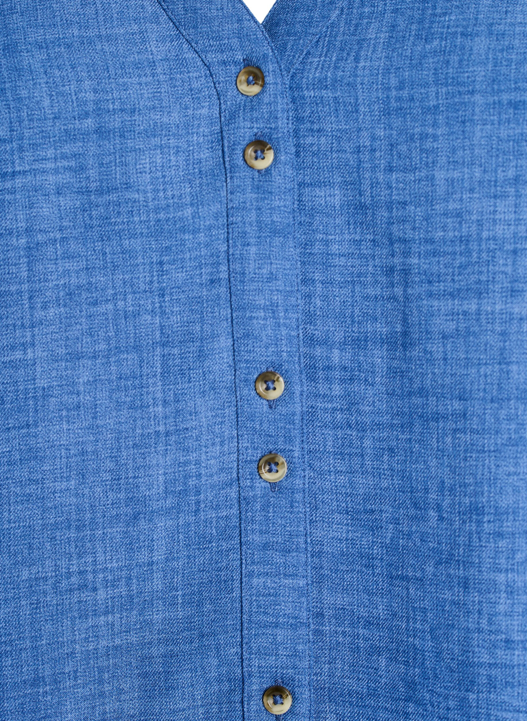 ZizzifashionV-neck shirt blouse with short sleeves, Blue, Packshot image number 2