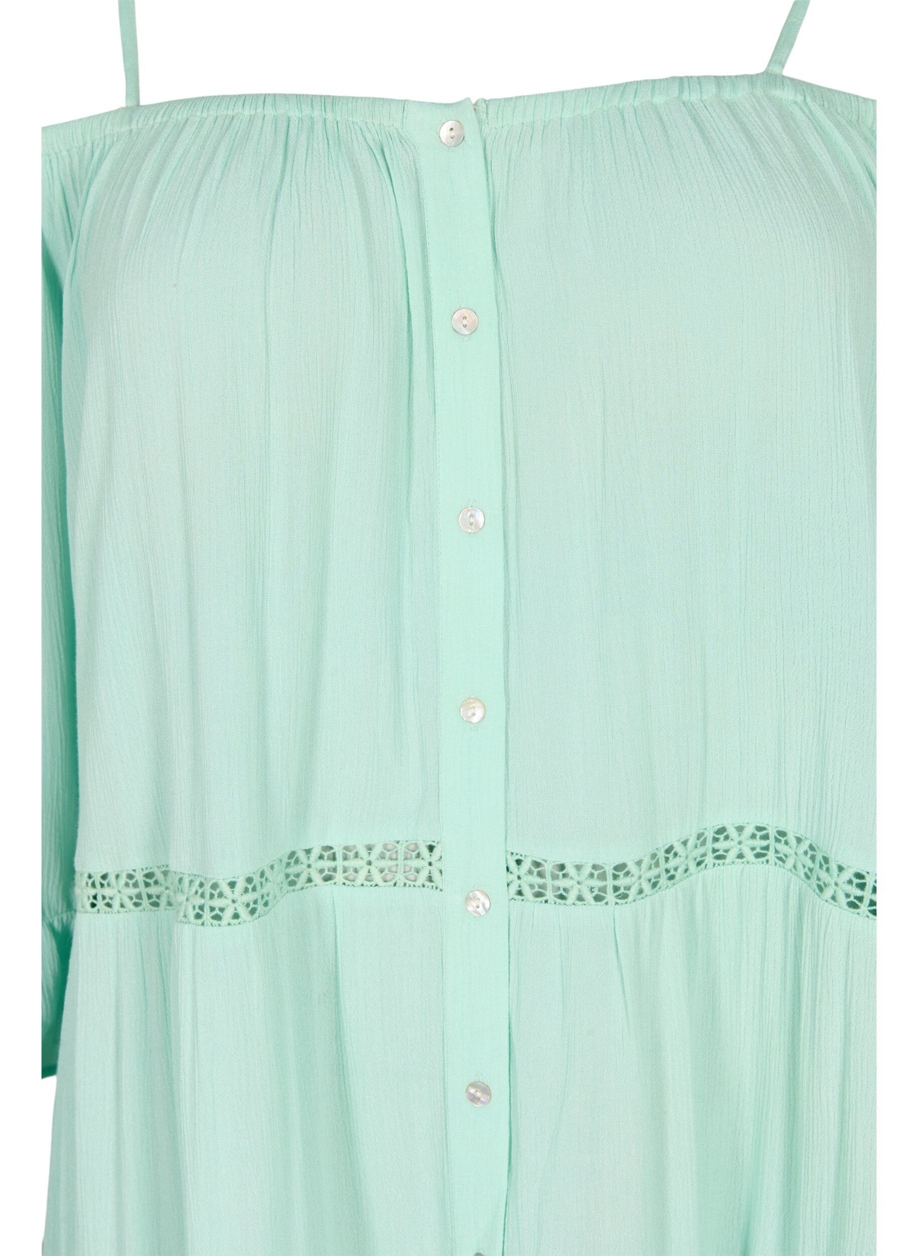 Zizzifashion Beach tunic with off-shoulder, Brook Green, Packshot image number 2