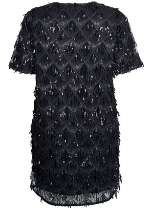 Short dress with sequin fringes - Black - Sz. 40-64 - Zizzifashion Short dress with sequin fringes - Black - Sz. 40-64 - Zizzifashion