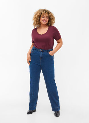 	 Regular fit Megan jeans with extra high waist, Blue denim, Model image number 0