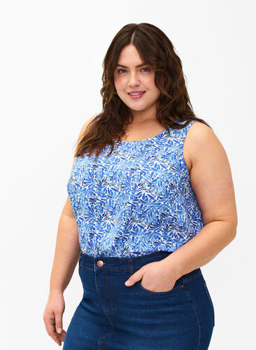FLASH - Sleeveless top with print, White Blue AOP, Model image number 0