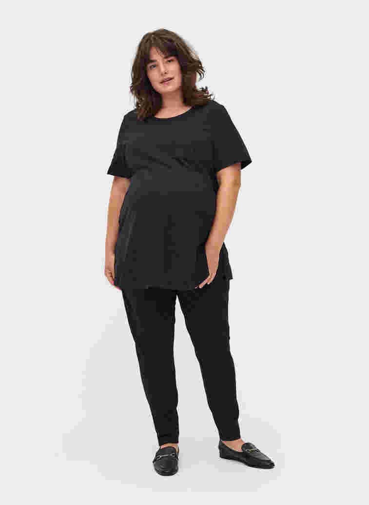 Short-sleeved cotton maternity T-shirt, Black, Model image number 2