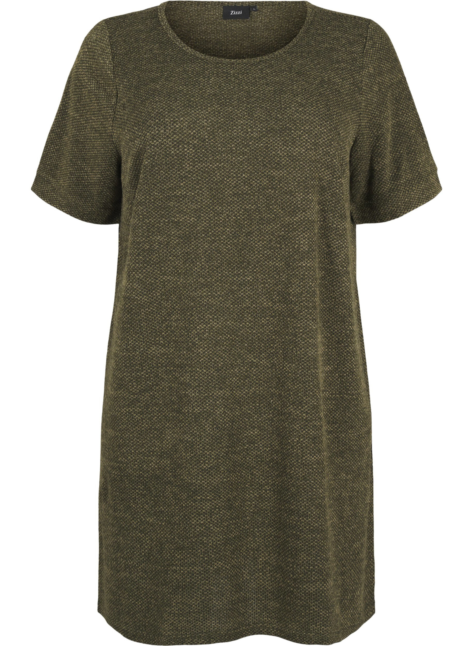 Zizzifashion T-shirt dress with short sleeves, Winter Moss, Packshot image number 0