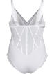 Bodysuit with lace and string details, White, Packshot image number 1