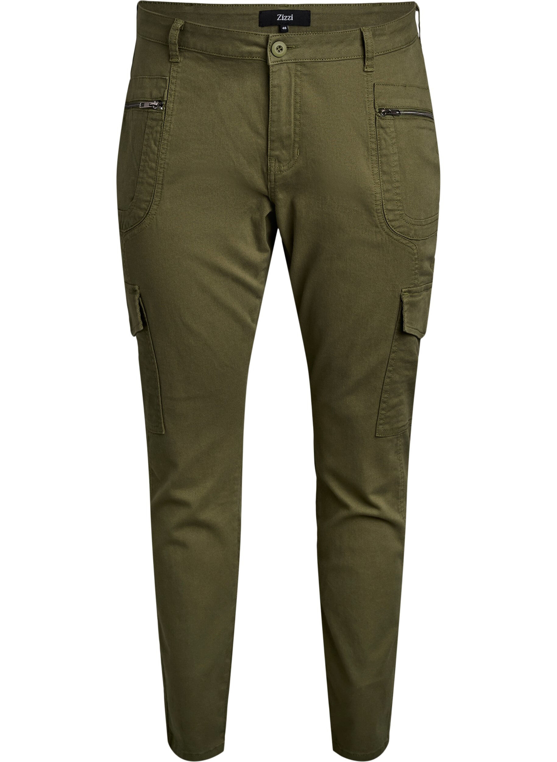 Zizzifashion Slim fit trousers with cargo pockets, Green, Packshot image number 0