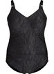 Swimsuit with wrap detail and tone-on-tone floral texture, Dark Grey, Packshot image number 0