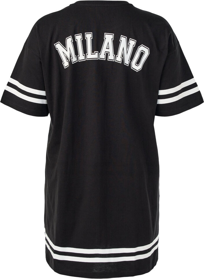 Short T-shirt dress with sporty details, Black, Packshot image number 1