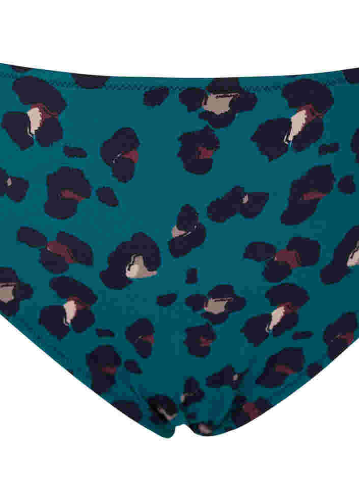 Bikini bottoms with a high waist, Teal Leopard, Packshot image number 2