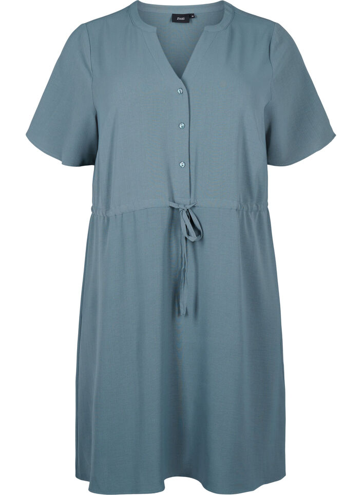 Short sleeve dress with tie waist, Balsam Green, Packshot image number 0
