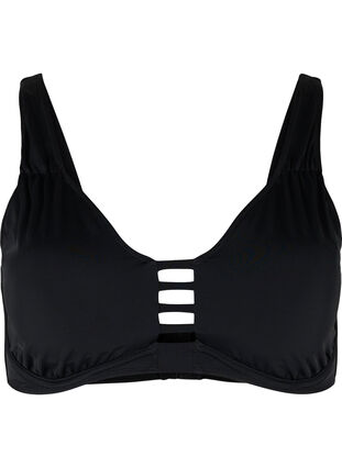 Bikini underwired bra with removable pads, Black, Packshot image number 0