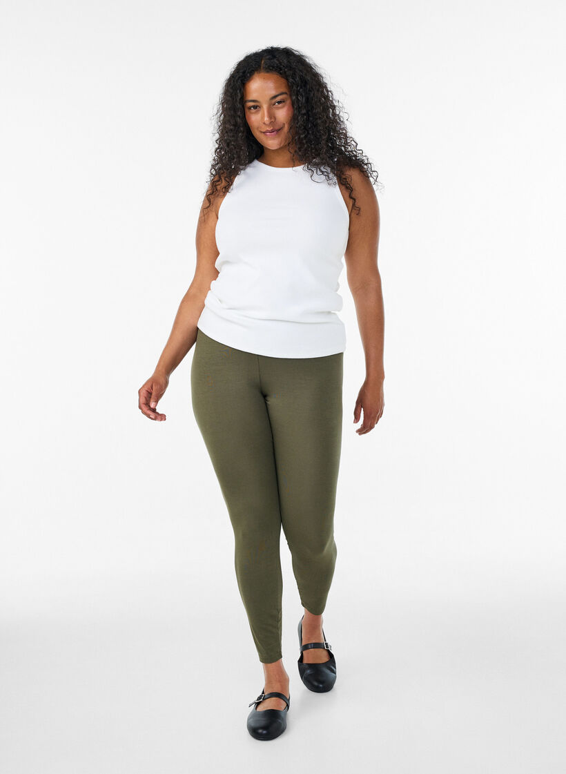 Basic viscose leggings, Green, Model image number 1