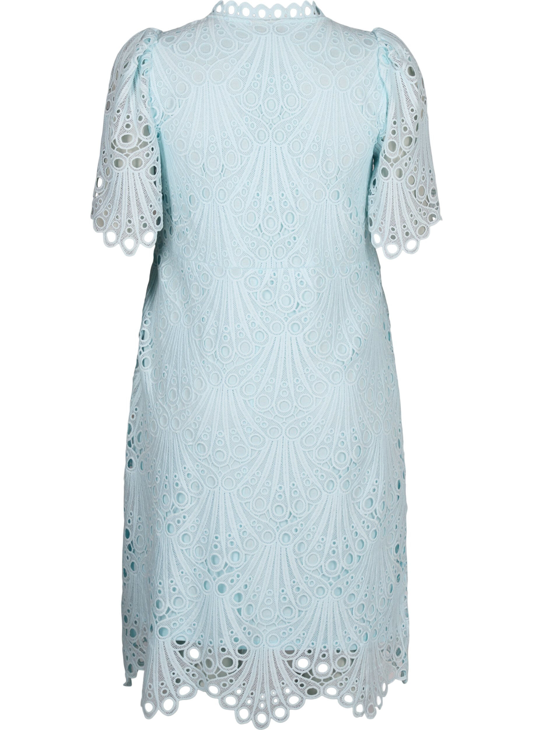 Zizzifashion Crochet dress with short sleeves, Delicate Blue, Packshot image number 1