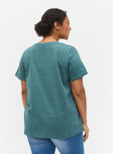 Printed cotton t-shirt, Balsam Green DOT, Model image number 1