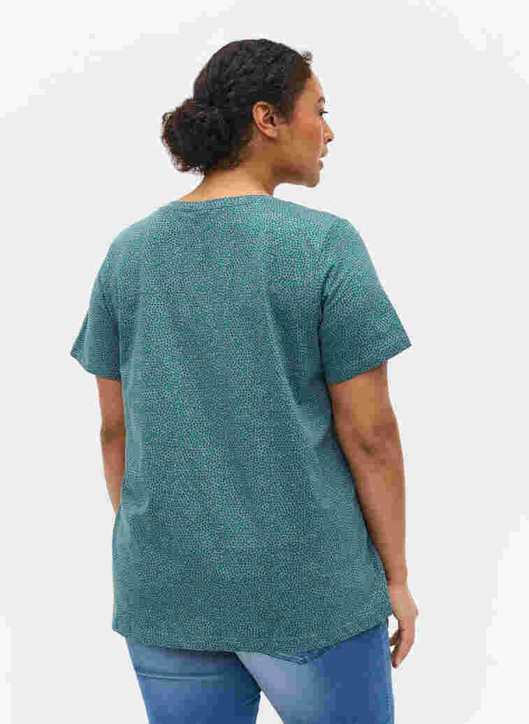 Printed cotton t-shirt, Balsam Green DOT, Model image number 1
