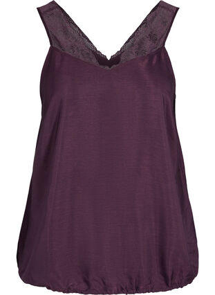 Top with lace and an elasticated hem , Plum Perfect, Packshot image number 0