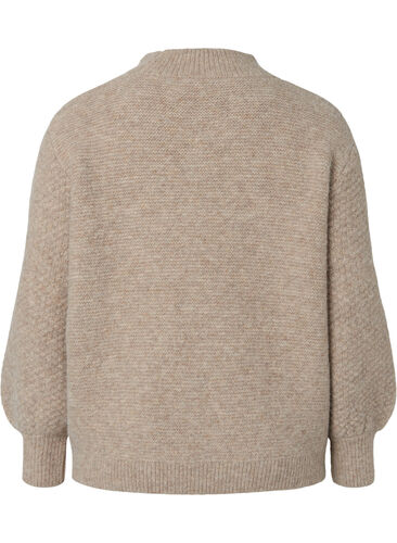 Patterned knit sweater with turtleneck, Simply Taupe Mel., Packshot image number 1