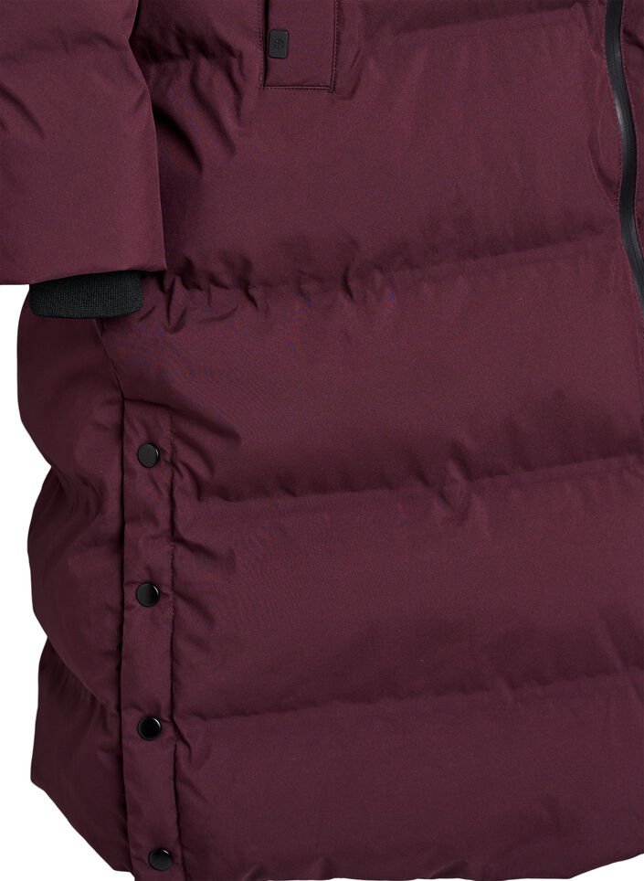 Long puffer winter coat with hood, Dark Bordeaux, Packshot image number 3