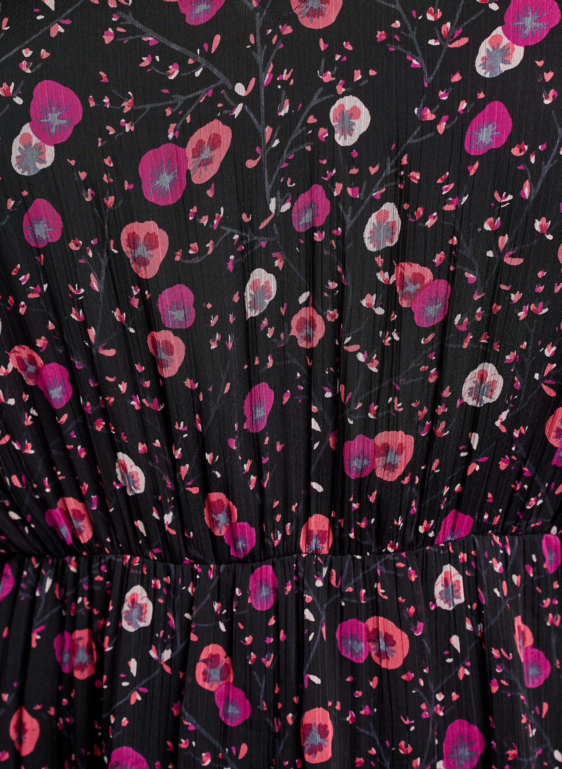 ZizzifashionChiffon dress with floral print and long sleeves, Black, Packshot image number 2