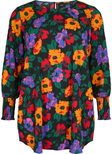 Floral tunic with smock, Multi Flower AOP, Packshot image number 0