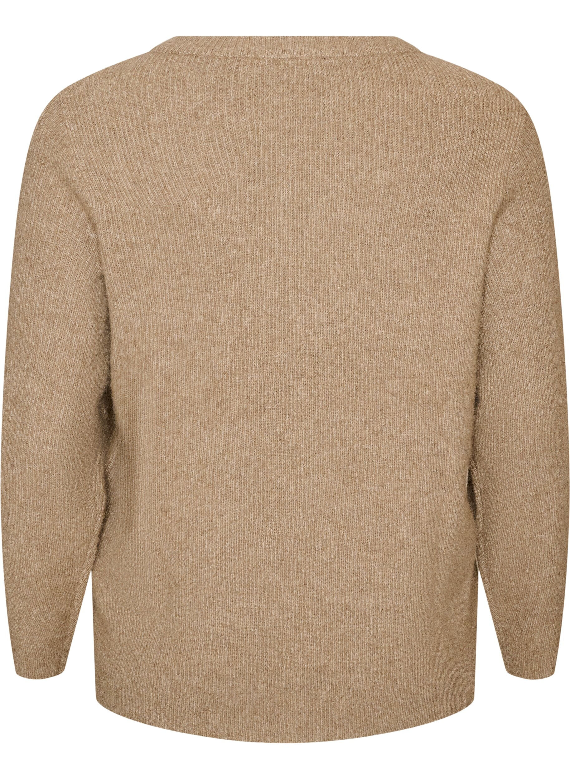 ZizzifashionMelange knit blouse with round neck, Beige, Packshot image number 1