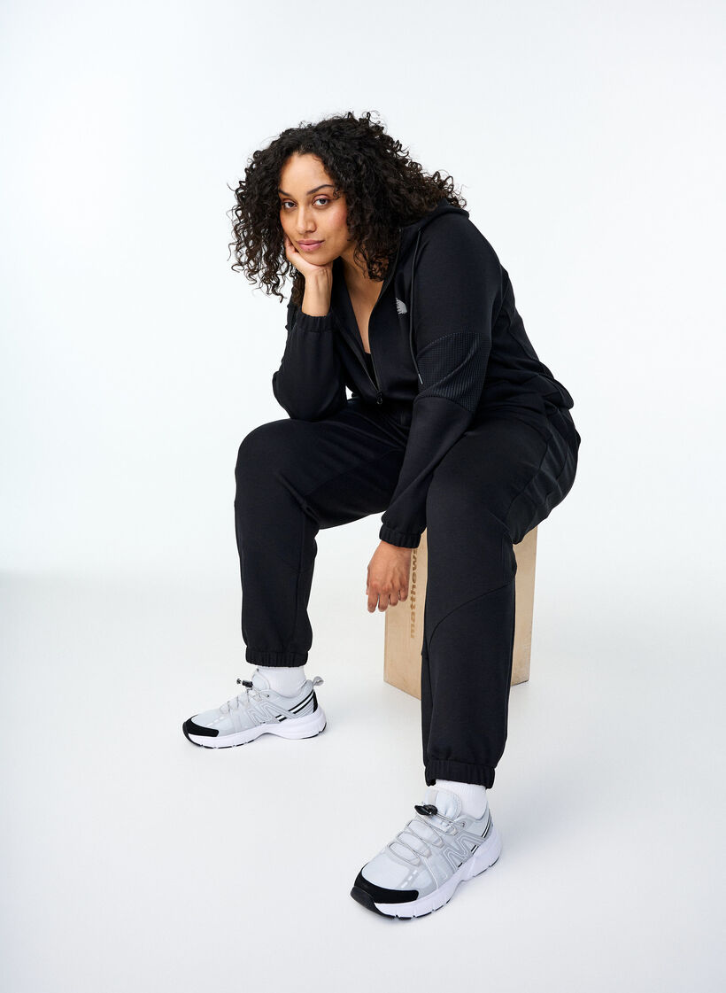 Sweatpants with textured detail, Black, Image image number 0