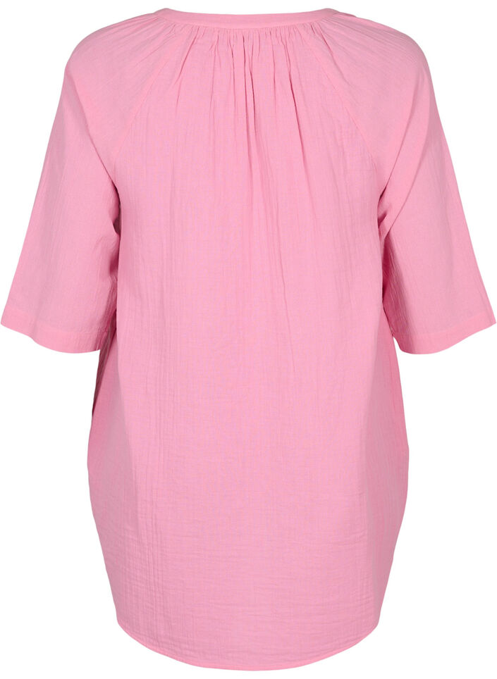 3/4 sleeve tunic in cotton, Rosebloom, Packshot image number 1