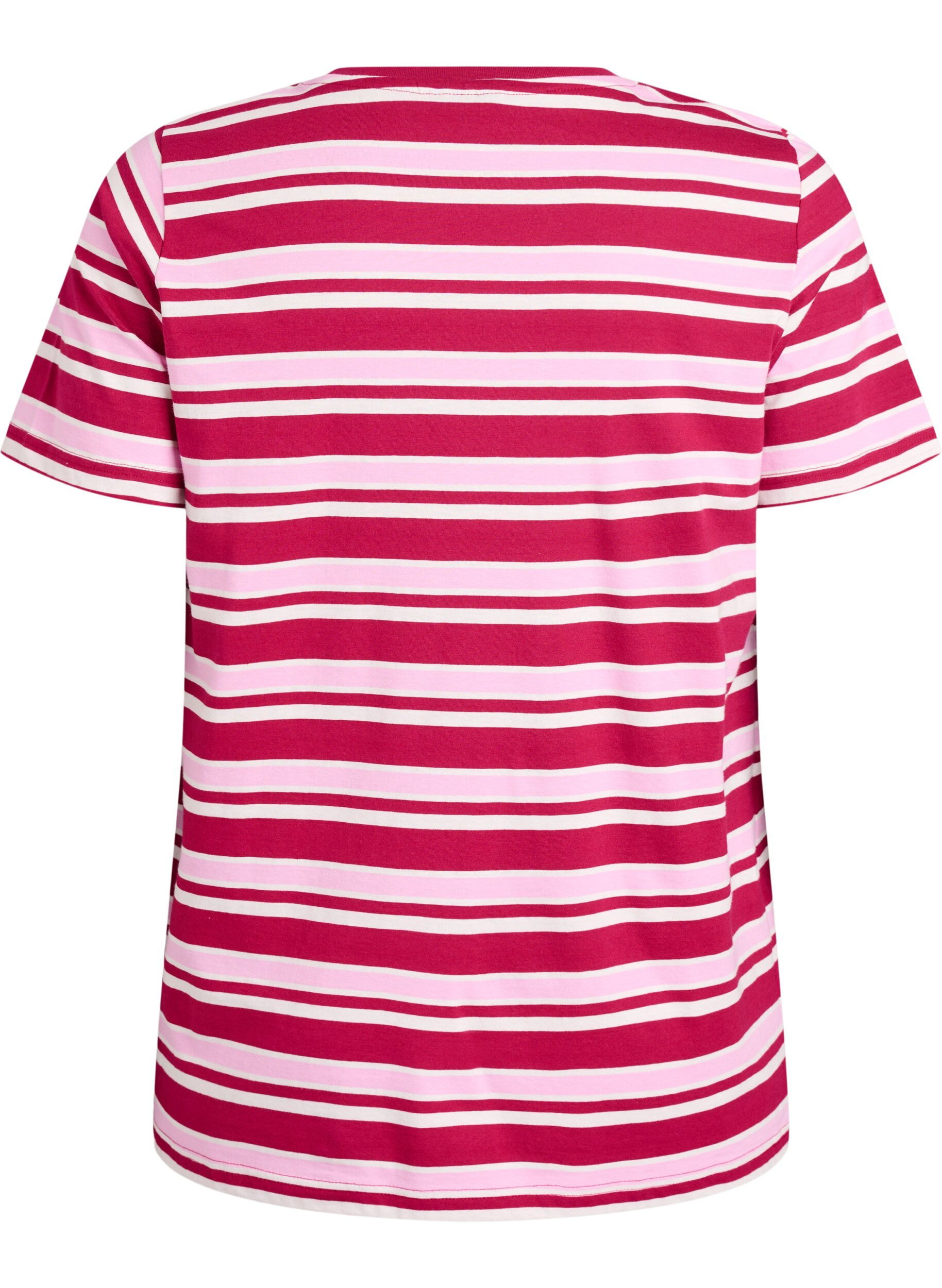 Cotton T-shirt with stripes - Rose - Sz. L - Zizzifashion