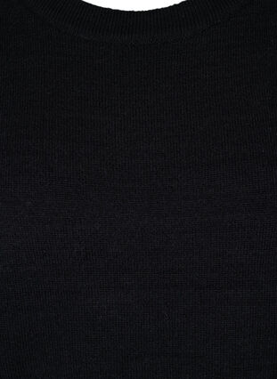 Knitted blouse with ribbing and rhinestones, Black, Packshot image number 2