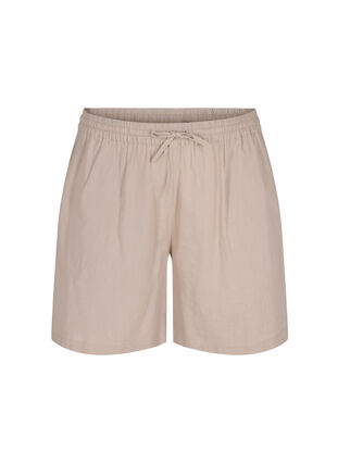Loose shorts in a cotton blend with linen, Simply Taupe, Packshot image number 0