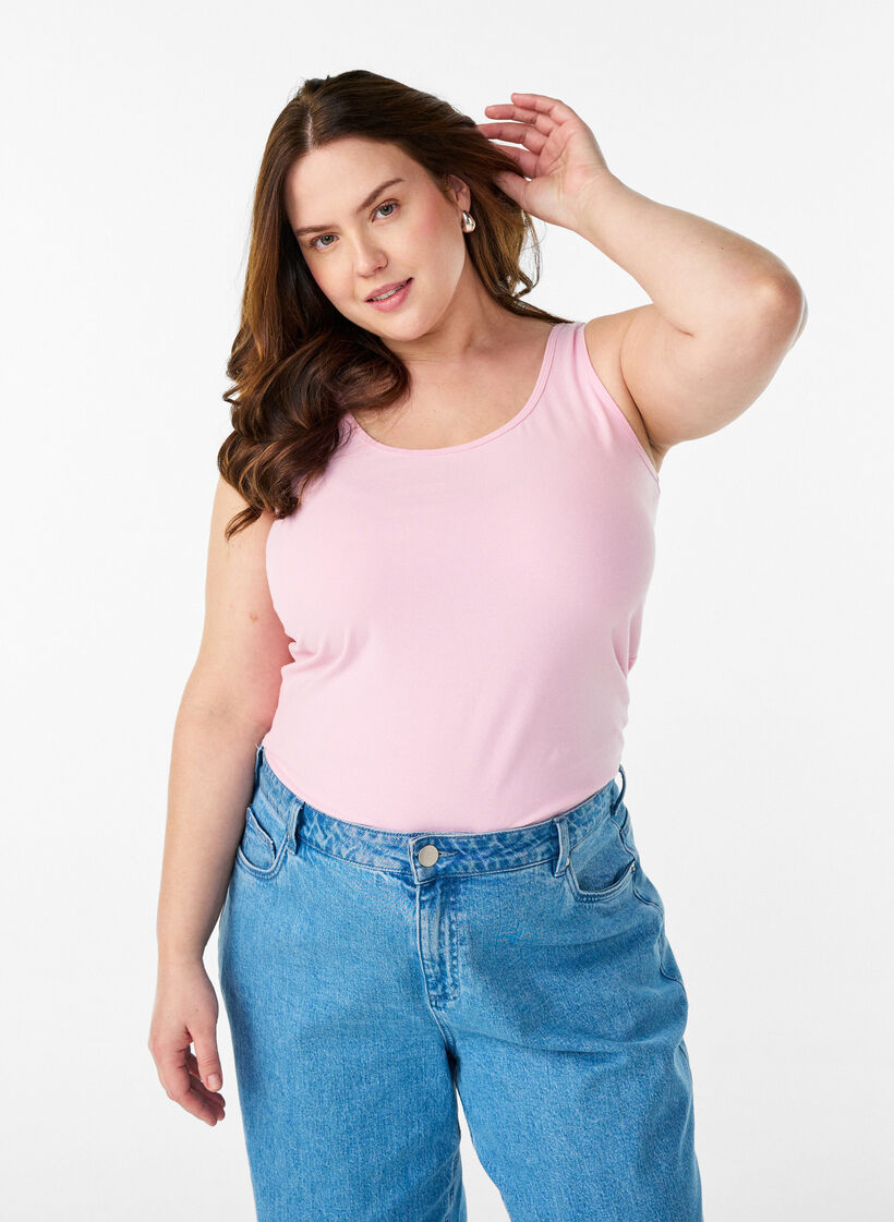 Cotton basic top, Rose, Model image number 0
