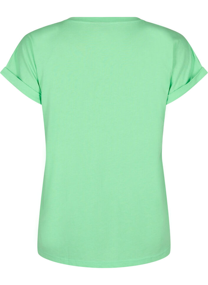 Short sleeved cotton blend t-shirt, Green, Packshot image number 1