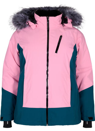Ski jacket with detachable hood, Sea Pink Comb, Packshot image number 0