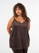 Velour top with lace trim, Brown, Model image number 0
