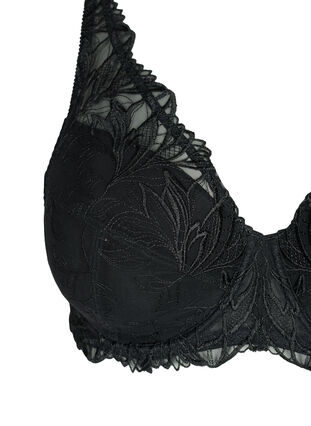 Padded lace bra with underwire - Black - Sz. 85E-115H - Zizzifashion